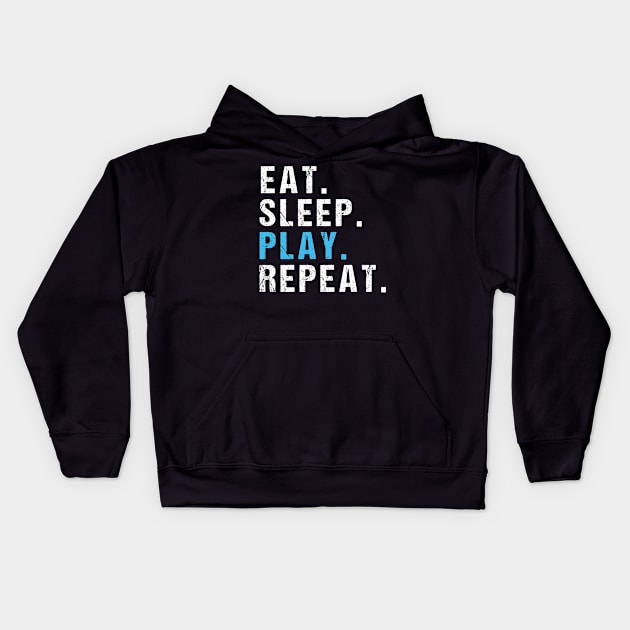 eat sleep play repeat Kids Hoodie by rabiidesigner